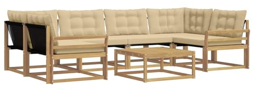 vidaXL Outdoor-Sofagarnitur 7 pcs Weiß und Beige 79 x 79 x 37 cm, Garten, modernes Outdoor-Sofa, gemütliches Möbel, langlebige Lounge, perfekte Terrasse-Sitzgruppe