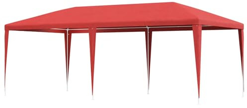 Mhdvray Partyzelt 6x3m, Großer Gartenpavillon für Events, Festzelt aus Stahl und PE in Rot, Überdachung für Gartenfeiern und Veranstaltungen, 600 x 300 x 255 cm