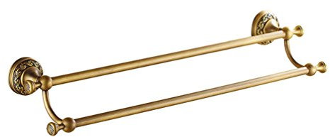Sport Tent-Doppel Handtuchhalter Badetuchstange Handtuchstange Messing Doppelstange Badetuchhalter Handtuchständer 60cm Gold A-Geschnitztes Muster