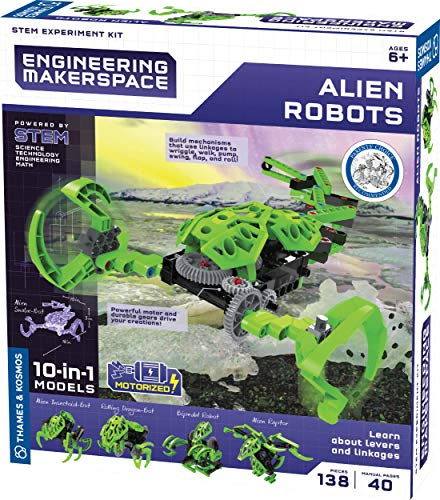 Thames & Kosmos | 555062 | Alien Robots | Science Experiment | Construct 10 Machines | Multi Lingual Kit | Engineering Makerspace | 10 in 1 Model | Stem | Ages 8+