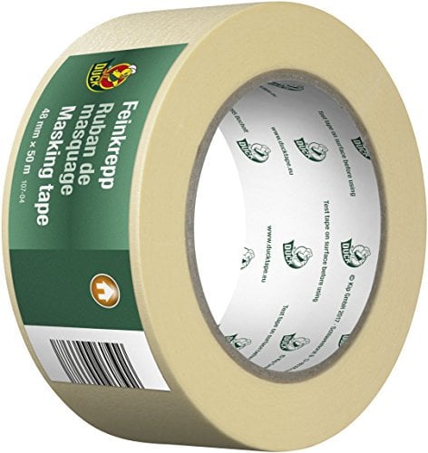 DUCK Feinkrepp 107-04 – Imprägniertes Kreppband zum Streichen & Lackieren – Malerkreppband für den Innenbereich – 48mm x 50m