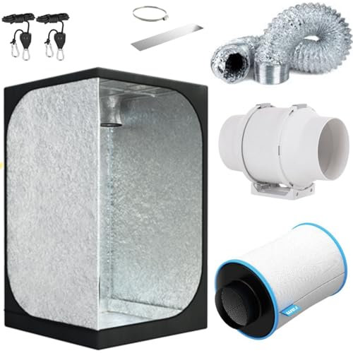 NICEGROW.de Growzelt mit Abluft Indoor Grow Growzelt 80 Rohrventilator 187cbm/h inkl. Filter
