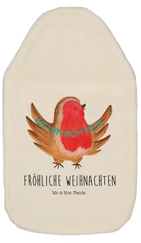 Mr. & Mrs. Panda Wärmflasche Rotkehlchen Weihnachten - Geschenk, Wärmekissen, Vogel, Weihnachtsmotiv, Körnerkissen, Heiligabend, Wärmflaschenbezug,