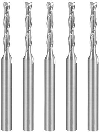 sourcing map 5 unids 1/8 vástago 2.0mm x 12mm carburo de punta plana molino cortador de fresado cnc enrutador bits