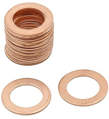 sourcing map 20 Stücke 14mm Flach Unterlegscheiben Dichtung Kupferringe Dichtringe