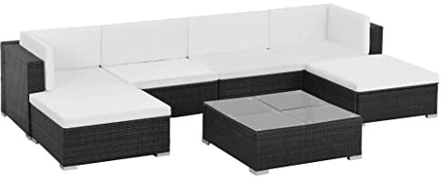 vidaXL Gartenmöbel 7-TLG. Poly Rattan Sofa Sitzgruppe Lounge Sitzgarnitur