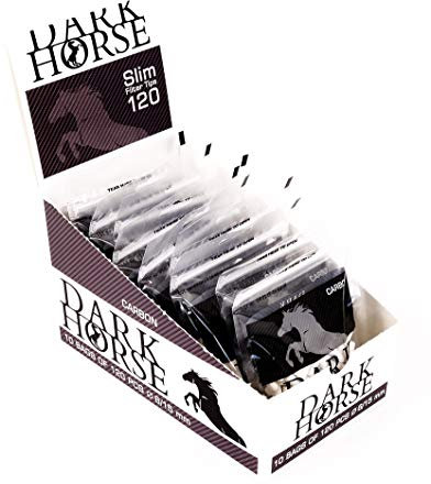 Dark Horse Slim Filter Tips Carbon, Zigarettenfilter mit Aktivkohle, 120 pro Beutel 4 Boxen (40 Beutel)