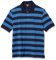 Amazon Essentials Men's Regular-Fit Cotton Pique Polo Shirt (Available in Big and Tall), Black Blue Stripes, L