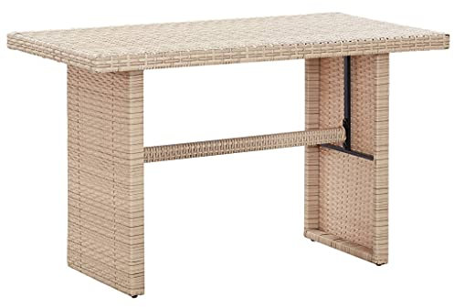 vidaXL Gartentisch Esstisch Terrassentisch Balkontisch Tisch Gartenmöbel Rattantisch Outdoor Garten Beige 110x60x67cm Poly Rattan Stahl