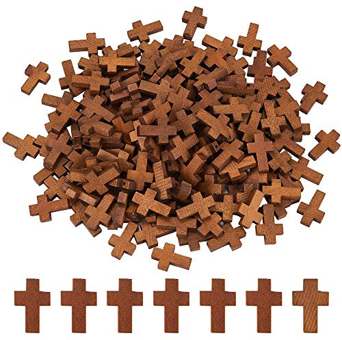 SUNNYCLUE Holzkreuz Anhänger aus Naturholz kleines Kreuz Anhänger für Party Favors Halskette Schmuckherstellung DIY Handwerk handgemachte Accessoires Kamel