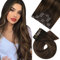 Moresoo Clip in Extensions Echthaar, Salon Qualität Weiches Glattes Haar 55 cm 7 Stück 120g Extensions Clip in #2/6/2 Braun bis Dunkelbraun mit Kastanienbraun, Leicht zu Tragen Solide und Langlebig