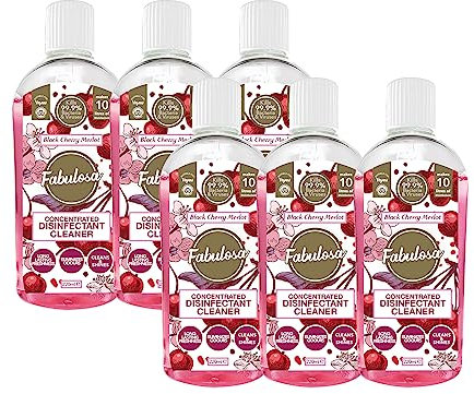 Fabulosa 4 in 1 Concentrated Antibacterial Disinfectant All Purpose Cleaner, 220ml, 6 Pack , Black Cherry Merlot