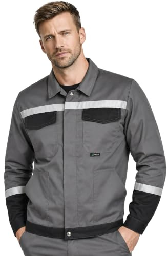 BWOLF Char Veste de Travail Homme Veste Chantier Multifonctionnel Veste de travail réfléchissante - Bleu/gris, gris, XL