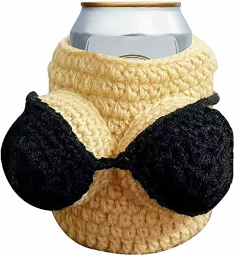 Wine Bottle Set Suit Sexy Bikini Tops Beer Bottles Holster for Beer Bottles Personality Funny Valentine's Day Cocktail Party Holiday Outdoor Essential,Crochet Cute Durable (Black)