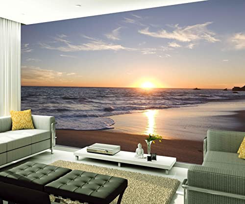 XAONUO Oceano Fotomurales Decorativos Pared Vinilos Decorativos Papel Fotografico 3D Puesta De Sol Océano Paisaje 350X254Cm Papel Pintado Cuadros Habitacion Bebe Posters Mural Pared