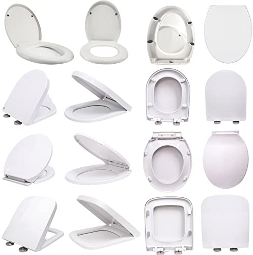 Toilet Seat D Shape, Soft Close Toilet Seat with Quick Release for Easy Clean, Anctibacterial Toilet Lid with Sturdy PP Material, Loo Seat for Family Bathroom White