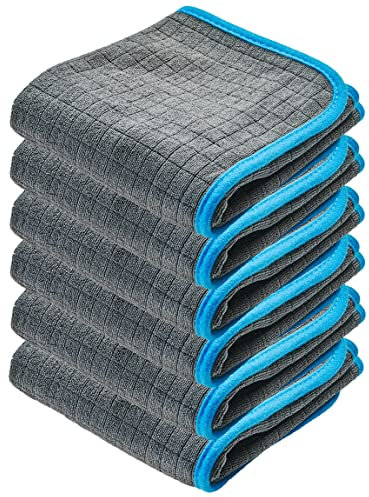 CARMODO® - 6X Lackschonende Mikrofasertücher mit 380 GSM - Maximal saugstark und extrem weich - fusselfreie Poliertücher - Für Auto & Motorrad - Microfasertücher Auto 40x40cm