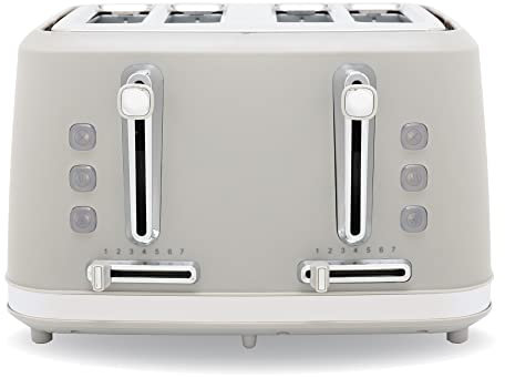 BLACK+DECKER BXTO20080GB 4 Slice Plastic Toaster, Grey