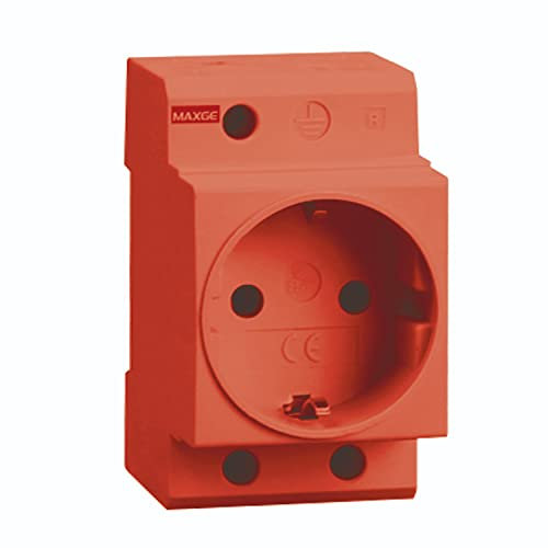 CABLEPELADO Toma de corriente schuko | Enchufe Modular Schuko | Toma schuko Cofrets | Normativa EN/IEC60884-1 | 250V AC | Capacidad de conexión hasta 25mm2 | 16A | Apto para cofrets | Rojo