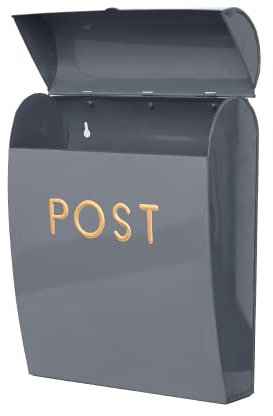 Assorted Collections Grey Post Box Wall Mounted Letterbox with Easy Access No Lock for Outdoor Use - Weatherproof And Durable Mailbox Easy Installation, Strong Construction (Large)
