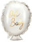 Folienballon mit Oh Baby Schrift 37x53cm - Ballon für Helium oder Luft - Luftballon für Baby Shower Babyparty Junge Mädchen - Folienluftballon als Geschenk zur Geburt - Weiß Gold