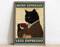Retro-Metall-Blechschild, 30,5 x 40,6 cm, Motiv: More Espresso Less Depresso, Trinkposter, Kaffeeliebhaber, Geschenk, lustige schwarze Katze, Wandkunst, Katze, Heimdekoration, schwarze Katze,