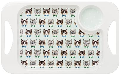 Rosa Lifestyle Cat Lightweight Melamine Snack Tray with Handles - Rectangular 33.8cm x 20.6cm - Lightweight Tea & Sandwich Tray - 345g