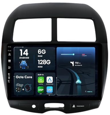 JOYX - 6G+128G - Android 12 IPS Autoradio Passt für Mitsubishi ASX (2010-2019) - Kabellos CarPlay/Android Auto/DSP - LED Kamera & MIC - 10.1 Zoll 2 Din - DAB Lenkradsteuerung Fast-boot 360-Kamera WIFI