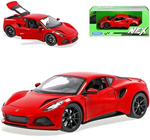 Welly Lotus Emira Coupe Rot Ab 2022 1/24 Modell Auto mit individiuellem Wunschkennzeichen