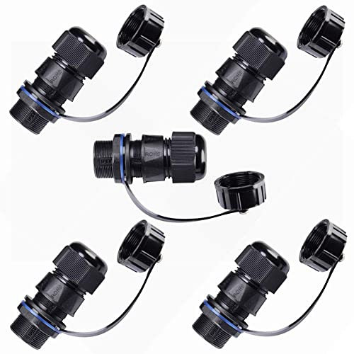 PENGLIN 5 Stück Panel Montage RJ45 Wasserdichte Stecker Cat5/5e/6 Ethernet LAN Kabel Kupplung mit Wasserdicht/Staubkappe Abdeckung für Outdoor-Netzwerk