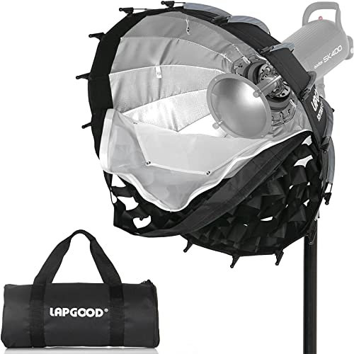 LAPGOOD Softbox Beauty Dish 80cm EQ80 Bowens Mount Diffusore Pieghevole con Griglia Quick Set Doppio Panno Morbido Design con Borsa per il Trasporto Compatibile con Luci Flash e Video