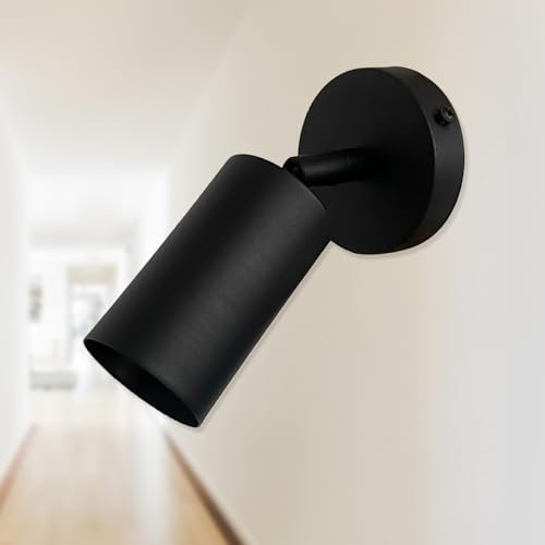 bamyum Champion Wandleuchte Schwarz Metall 8 x 17 cm, Wandleuchte Innen Schwarz, Wohnzimmer Wandlampe Vintage, Wandlampe Vintage, Schlafzimmer