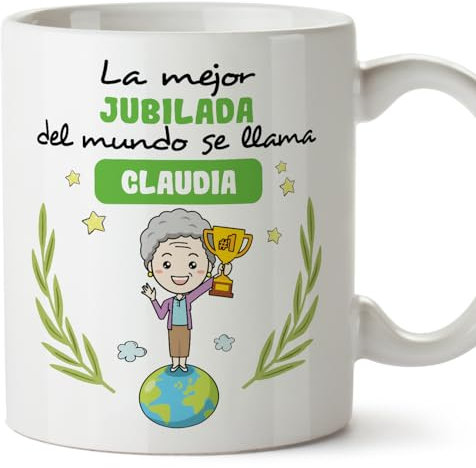 MUGFFINS Tazas Personalizadas para JUBILADA mujer - En Español - Eres Mejor del Mundo - 11 oz / 330 ml - Regalo Personalizable original y divertido