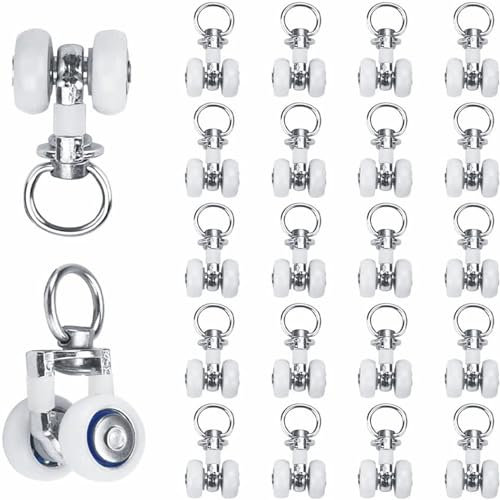 20 Stück Schienenrollen Metall, Gardinenschiene Rollen, Vorhangschienen Gleiten, Vorhang Track Roller, für Schlafzimmer VorhäNge, Duschvorhang Laufrollen