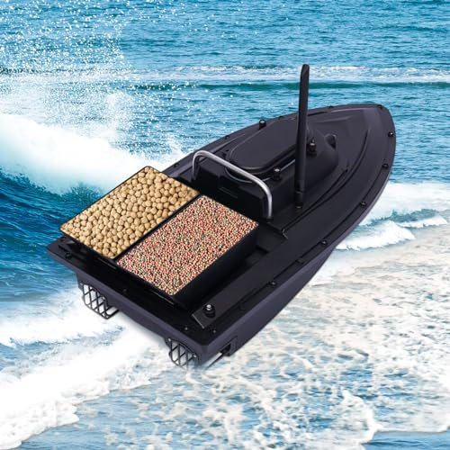 LOYEMAADE Bateau d'appâts RC avec 2 Hoppers 5200mAh 300M Bateau Amorceur télécommandé,Bateau amorceur