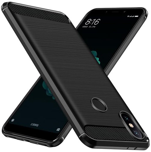 ivoler Funda para Xiaomi Mi A2, [Protección Militar] Carcasa Protectora Antigolpes, Fina Suave TPU Silicona Caso Delgada Anti-Choques Antihuellas Bumper Case, Negro