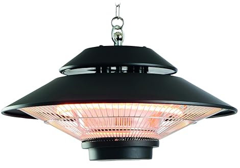 METRO Professional Calefactor de techo eléctrico, aluminio/acero, apto para exteriores, Ø 42,5 cm x 24 cm alto, 1500 W, negro