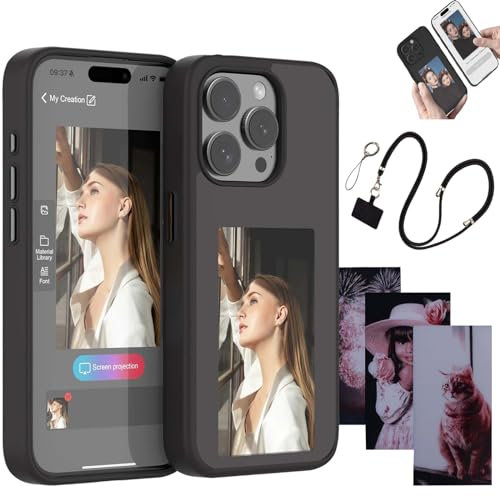 Smart Ink Phone Case, E Ink Phone Case, Snap Frame Phone case, For iphone 15 pro max smart case Long-Lasting Imaging Display (Black, for iPhone14Pro)