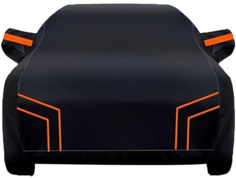 Bache Voiture Exterieur Compatible avec Renault Clio 5 2019-2025, Housse de Voiture extérieure Quatre Saisons imperméable, Anti-poussière, Anti-UV et cenaultoupe-Vent (Black Orange)