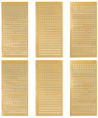 Shengxi 6 Blatt Buchstaben Zahlen Aufkleber Groß- und Kleinbuchstaben mit Zahlen, Wachsbuchstaben für Kerzen Klebebuchstaben für Taufe Kommunion Hochzeit Fotoalbum Scrapbook (Gold)