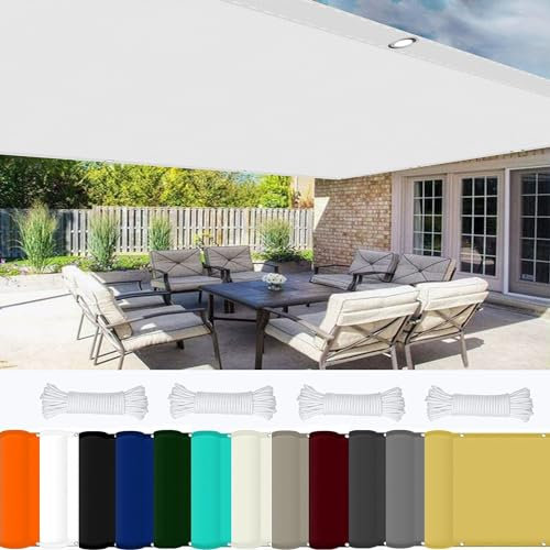 Rechteckiges Sonnensegel 2.2 x 7 m 98% UV Schutz Sonnensegel Terrassenüberdachung mit Ösen Und Kordel Reißfest für Balkon Terrasse Garten Camping, Weiß