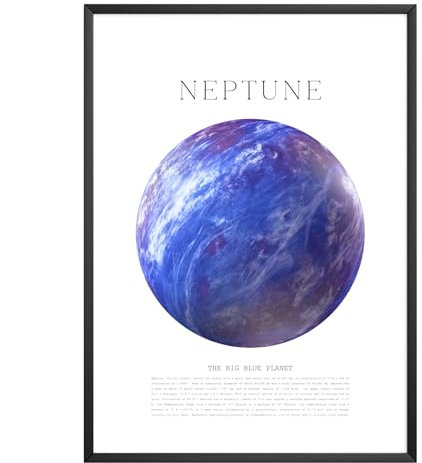 MJ-GRAPHICS® Neptune Poster Sonnensystem DIN A3 - Astronomie Dekor Weltraum, Planeten Space Weltall, Sternenhimmel - Büro Wohnzimmer Lernposter Ohne Bilderrahmen