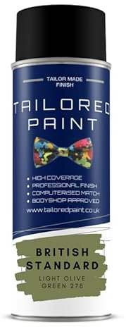 BRITISH STANDARD LIGHT OLIVE GREEN 278 GLOSS Aerosol Spray Paint Wood Metal Upvc