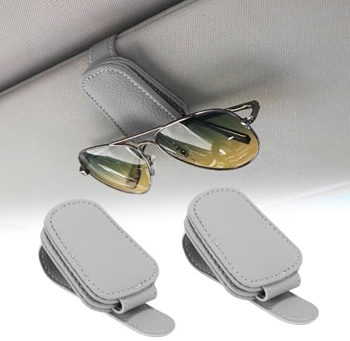 Palmcee Sunglasses Holders for Car Visor, 2Pack Magnetic Leather Glasses Car Clip Holder Multifunctional Car Glasses Clip Car Visor Accessories Ticket Card Clip