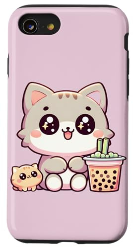 Kawaii Cat Bubble Tea Boba Tea Anime Neko Coque pour iPhone SE (2020) / 7 / 8