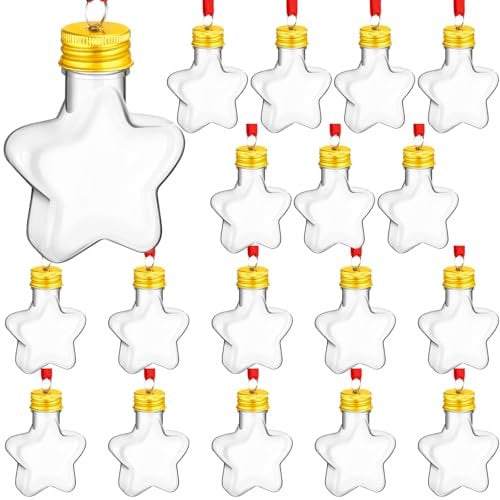 Patelai Christmas Drink Balls Shot Glass Ornament Plastic Fillable Christmas Tree Ornaments Clear Xmas Water Bottle Bulbs for Holiday Party Decoration Indoor Outdoor(18 Pcs,Pentagram)