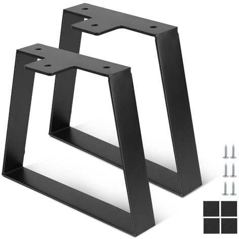 DBREAKS Pieds de table trapézoïdaux de 15 cm - Noir - En métal - Avec vis - Pour table basse, table de chevet, banc