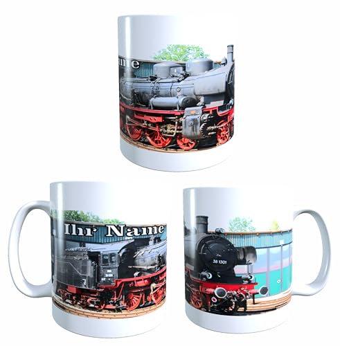 Generisch (20.09) Kaffeetasse Kaffeebecher Kaffeepott Eisenbahn Zug Dampflok Lokomotive - auch personalisiert