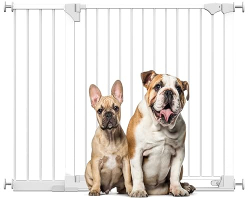 Bettacare SafeStep Dog Gate, White, 124cm - 131cm, Extra Low Walkthough, 81cm Extra Wide Doorway, Extra Wide Gate for Stairs, Hallways and Doors, Pet and Puppy, Easy Installation