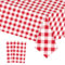 2pcs 137 * 274cm Red White Checkered Table Cloth Party,Square Plastic Table Cloth Wipe Clean,Gingham Pvc TableCloths Rectangular Waterproof Plaid Table Cover for Birthday Christmas Party TableCloth